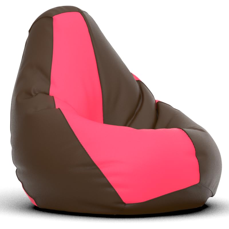 Image of Biggie Bean Bag 3XL Bean Bag Chair with Beans Filled-Perfect for Living Room,Bedroom,Study-Sale Design(Regular-Brown Pink)-Faux Leather