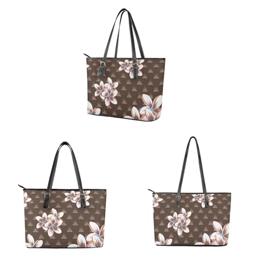 2Pcs Polynesian Print Tote Bag Sets for Women PU Leather Large Capacity Handbags with Zipper Clutch Wallet Purses2