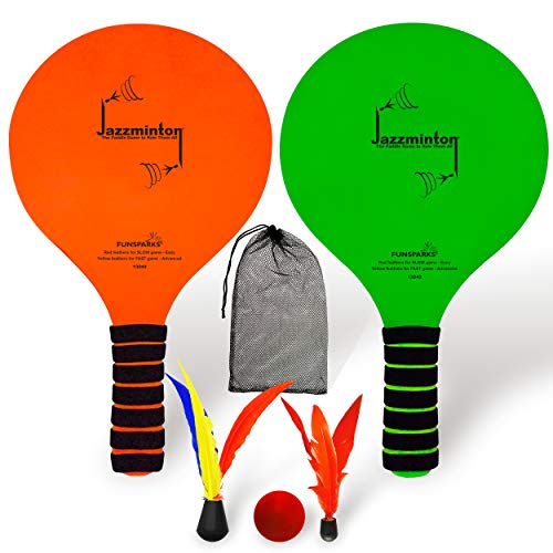 Funsparks Paddle Ball Game Jazzminton Beach for Family and Friends – 2 Paddles