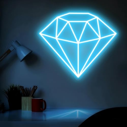 Image of Diamond Neon Sign for Wall Decoration,Adjustable Brightness Beach Wave LED Sign Night Light for Man Cave Bedroom, Wedding, Living Room, Party, Bar, Office Decoration
