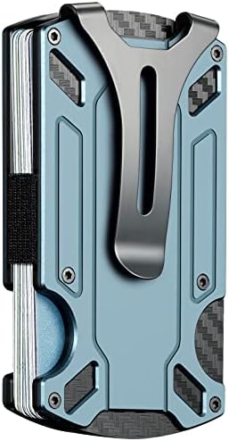 furid Minimalist Wallet for Men, Metal Wallet, Tactical Wallet, Money Clip Wallet for Men Slim, RFID Blocking Card Holder Wallet, Carbon Fiber Wallet