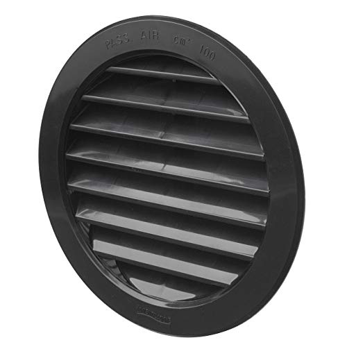 La Ventilazione T12RN Griglia di Ventilazione Tonda in Plastica da Incasso, Nero, diametro 150 mm