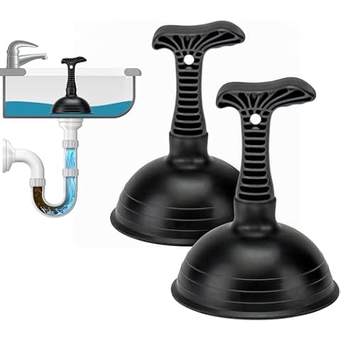 SteadMax XTS-55-PRO Sink Plunger, Commercial Grade, Powerful 5" Large Rubber Cup for Clogged Kitchen, Sink, Shower, and Bathroom Drains (2 Pack) Cover