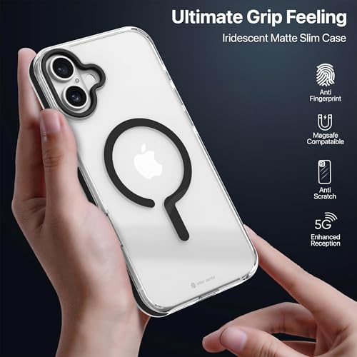 eller santé® Apex Magpro Back Cover Case for iPhone 16 Plus Scratch Resistant Camera Screen Protector TPU Shockproof 10ft Drop Protection Support Mag-Safe Wireless Charging- Black