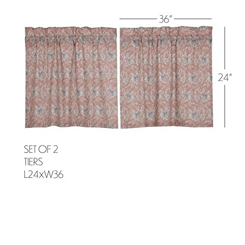 VHC-Brands-Kaila-Country-Cottage-Vintage-Floral-Kitchen-Curtain-Tier-Set-of-2-24Lx36W VHC Brands Kaila Country Cottage Vintage Floral Kitchen Curtain Tier Set of 2 24Lx36W