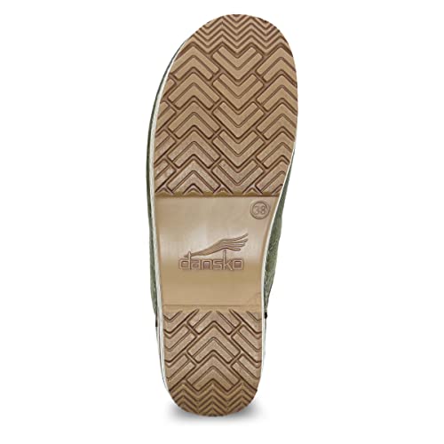 Image of Dansko Women's Professional Slip-On Clogs -Rocker Sole and Arch Support for Comfort-Ideal for Nursing, Food Service, Healthcare Green Burnished Nubuck 8.5-9 M US