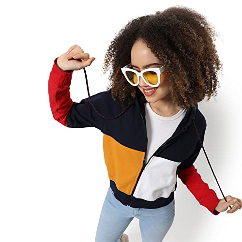 Image of PINACOLADA Women Cotton Zipper Sweatshirt Relaxed Fit for Casual Wear | Full Sleeves | Stylish Sweatshirt Crafted with Comfort Fit and High Performance for Everyday Wear