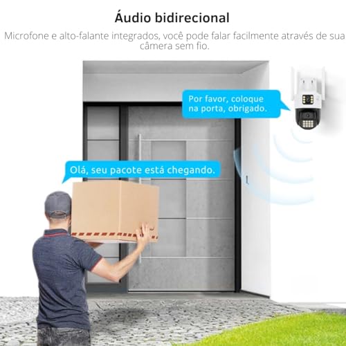 Wifi Smart Camera, Câmera sem Fio PTZ IP Dome: Visão Noturna em Cores, Detecção Humana AI, Resolução