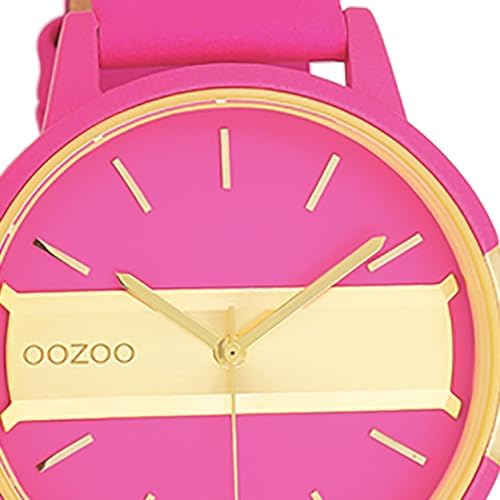 Oozoo Orologio Junior Basic Neon Line - Cassa 40mm, Quadrante Rosa Neon, Cinturino In Pelle, Movimento Miyota Quarzo