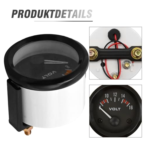 Hoypeyfiy Auto-Instrumentenblöcke, Auto Universal Voltmeter, 12V 52mm/2in Spannungsmesser Messbereich 8-16V BX100007