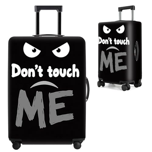 Image of Funny 'Don't Touch Me' Luggage Cover - Black Travel Suitcase Protector with Angry Face Design, Stretchable and Protective Cover for Travelers,Fits 18''-22'' Suitcases (Size S)