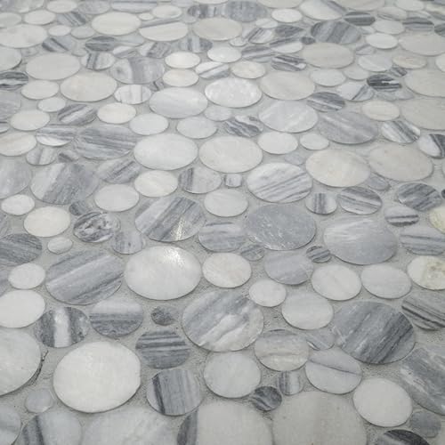 MSI Alaska 12 in. x 12 in. Gray River Stone Polished Marble Kitchen Backsplash, Bathroom, Floor, Shower Wall Tile, Mesh-Mounted Mosaic Tile by MSI - Image 4