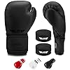 2021-Best-Boxing-Kick-Boxing-Gloves-for-Men-and-Women-Training-Sparring-Gloves-for-Pro-Fighters-Complimentary-Hand-Wraps-and-Mesh-Bag Best Boxing & Kick Boxing Gloves for Men and Women, Training & Sparring Gloves for Pro Fighters, Complimentary Hand Wraps and Mesh Bag (12, Black on Black)