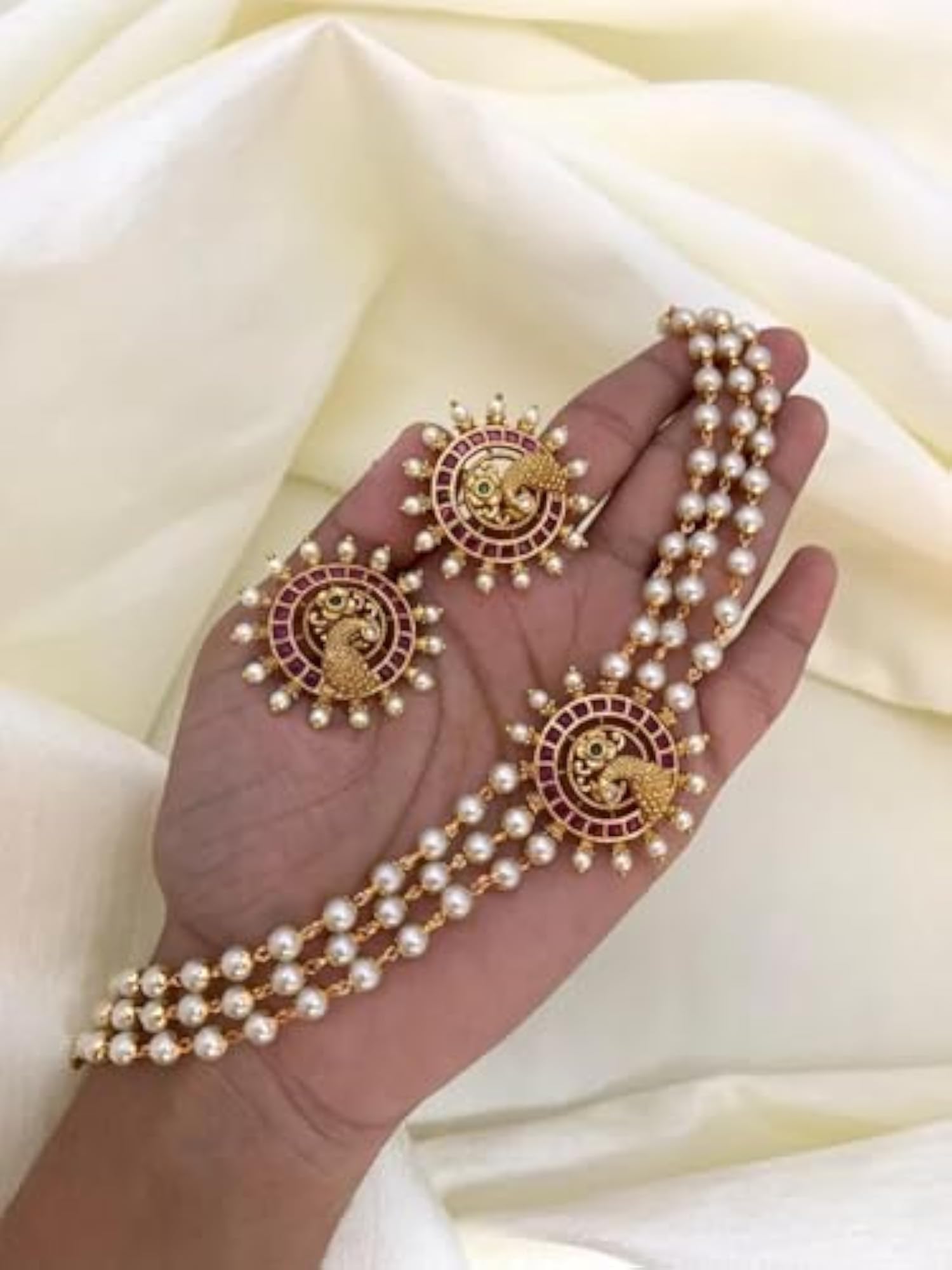 Antique Gold Plated Temple Jewellery Necklace Set