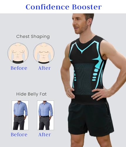 Compression Shirt Men Slimming Body Shaper Vest Crewneck Workout Shirts Tummy Control Undershirts4