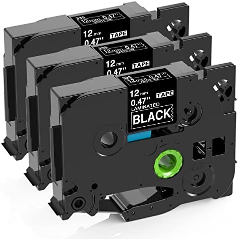 Cinta adhesiva compatible con letras blancas y negras Brother Tze 335 de 12 mm