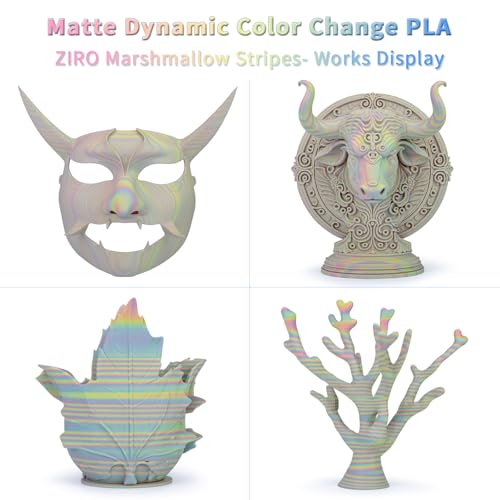 Image of ZIRO Fast Color Change Matte PLA Stripes Series, No-Shine Texture Material, Dimensional Accuracy + /-0.03mm, Fit Most Printer, Dynamic Effect 1KG Spool, Marshmallow Stripes