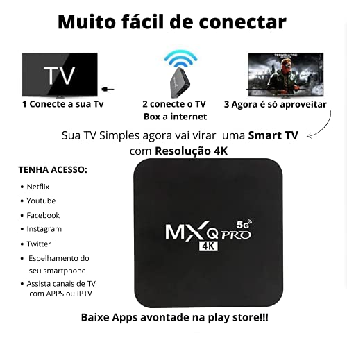 TV Box Ultra HD 8 Giga de Memoria + 128 Giga de Armazenamento 4K 5G, Sua TV simples agora pode ser u