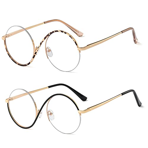 Image of willochra unique Round Blue Light Blocking Glasses for women Elphaba Glasses Metal Frame Computer Anti Eyestrain Eyeglasses