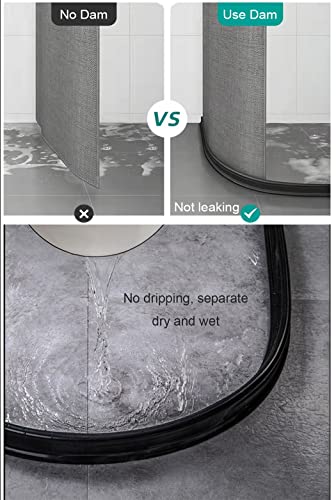 59Inch Collapsible Shower Threshold Water Dam 2" High Shower Barrier Water Stopper 2" Tall Shower Water Guard To Keep Water In Shower Dry And Wet Separation Bathroom Wheelchair Accessible Black 4.92Ft #TOP2