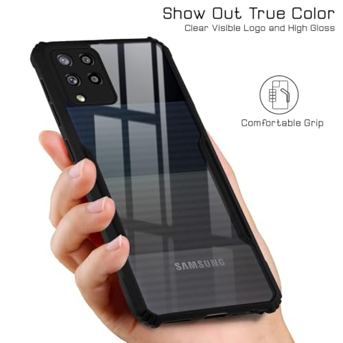 Image of Jkobi Back Case Cover for Samsung Galaxy A42 (Shockproof with Polycarbonate Clear Panel | Professional Black)