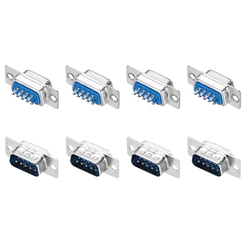 MECCANIXITY DB9 Solder Connectors,DB25 Solder Connectors Male Female Socket 9-pin 2-Row Male Female Serial Port Terminal Breakout for Mechanical Equipment CNC Computers Pack of 8