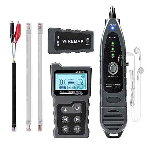 NF-8209 LANケーブル テスター デジタル 多機能 LCD 検電テスター ワイヤートラッカー PoE電圧電流テスター CAT 5e/CAT 6/CAT 6aに適用 電話回線テスター 導通チェック ケーブル検出器 (NF-8209)