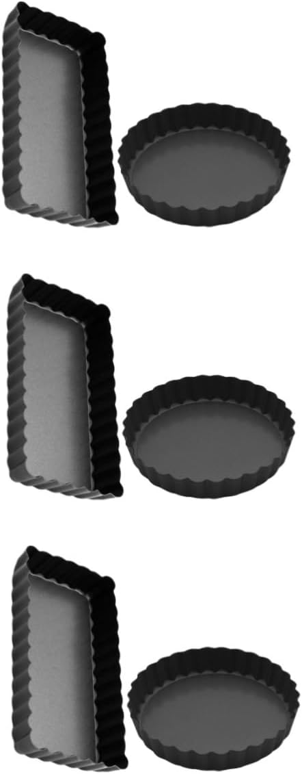 Ciieeo 6pcs Non-stick Tart and Pizza Tray Cake Molds for Baking Live Bottom Design for Home Kitchen and Shop Use