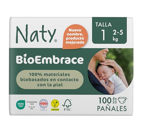 Naty BioEmbrace Pañales para Recién Nacidos Talla 1 (2–5 kg) | 10...
