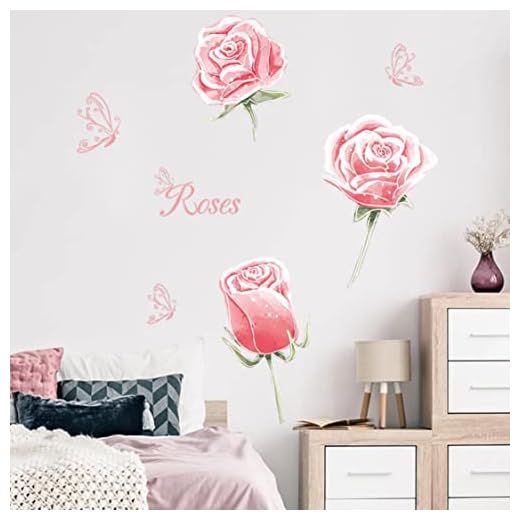 Rjjrr Romantisk röd ros blomma tapet sovrum entré vägg försköning dekorativ väggklistermärke självhäftande sovrumsdekor