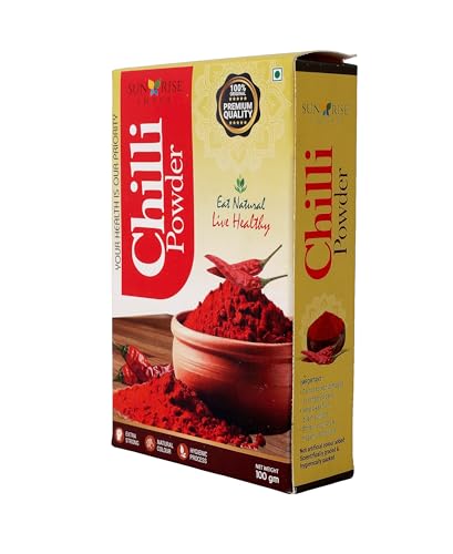 Image of SUNRISE Impex Kashmiri Red Chilli Powder 100g | Lal Mirch Powder for Rich Color & Mild Spice | No Artificial Colors