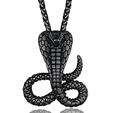 ChainsProMax Snake Pendant Cobra Snake Jewelry Mens Black Gothic Necklace Satanic Necklace Cool Jewelry