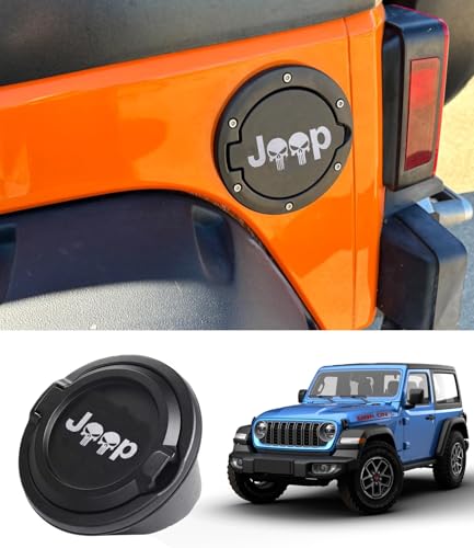 Gas Cap Door Cover for Jeep Wrangler JK & Unlimited Sport Rubicon Sahara 2007-2018 Aluminum Alloy for Jeep Black American Flag Design