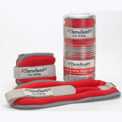 TheraBand Ankle Weights, Comfort Fit Wrist & Ankle Cuff Weight Set,0.45kg each,Red(Pair