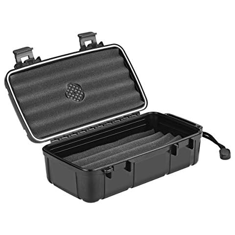 Wei Xi Travel Cigar Humidor Box, Black IP68 Waterproof Airtight Seal Crush Proof Cigar Holder Case for 10 Cigars Cover