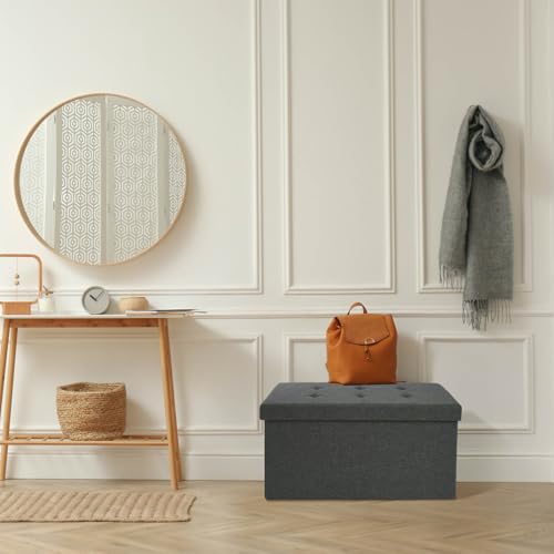 Blumtal Sitzbank mit Stauraum + extra Box - Truhenbank 76x38x38 cm - Bequemer Polsterhocker in Anthrazit