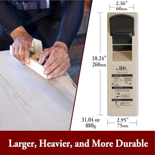 SUIZAN Kanna Japanese Wood Planer 60mm - Professional Hand Block Plane Woodworking Tools