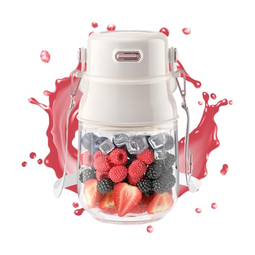 TocaFeank Batidora Portátil Recargable - Batidora de Vaso Eléctrica Recargable Sin Cable,Pequeño Mezclador Taza para Cocina Viajes Frutas Zumo Café Batidos