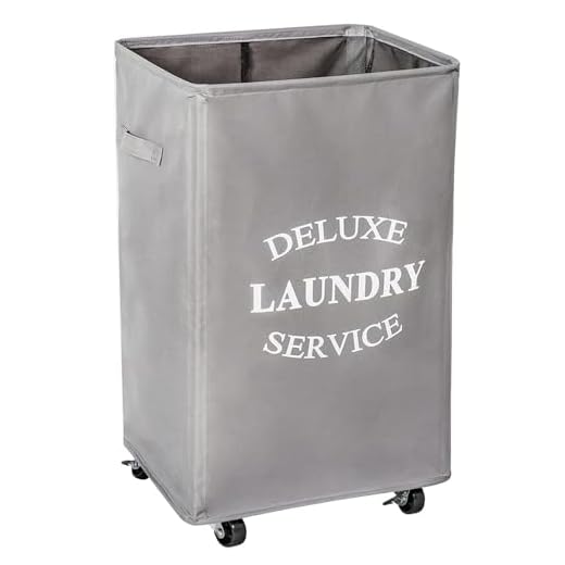WOWLIVE Large Rolling Laundry Basket Wheels 90L Collapsible Tall Laundry Hamper Handle Foldable Dirty Clothing Basket Fold up Rectangular Hampers for Laundry Dorm Room (Grey)