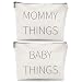 Fywelixc Mommy and Baby Canvas Pouch Set – 2pcs Zipper Organizer Bags for Diaper Bag, Travel, Hospital or Nursery Essentials, New Mom Gifts, Baby Shower Gifts for Mom to Be