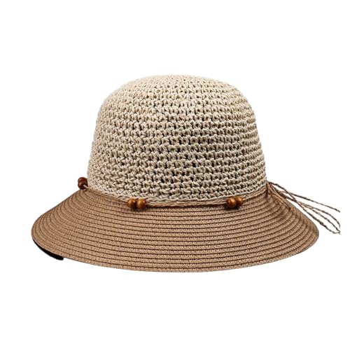 Gorro de paja para mujer con ala ancha y protección solar miniatura 3