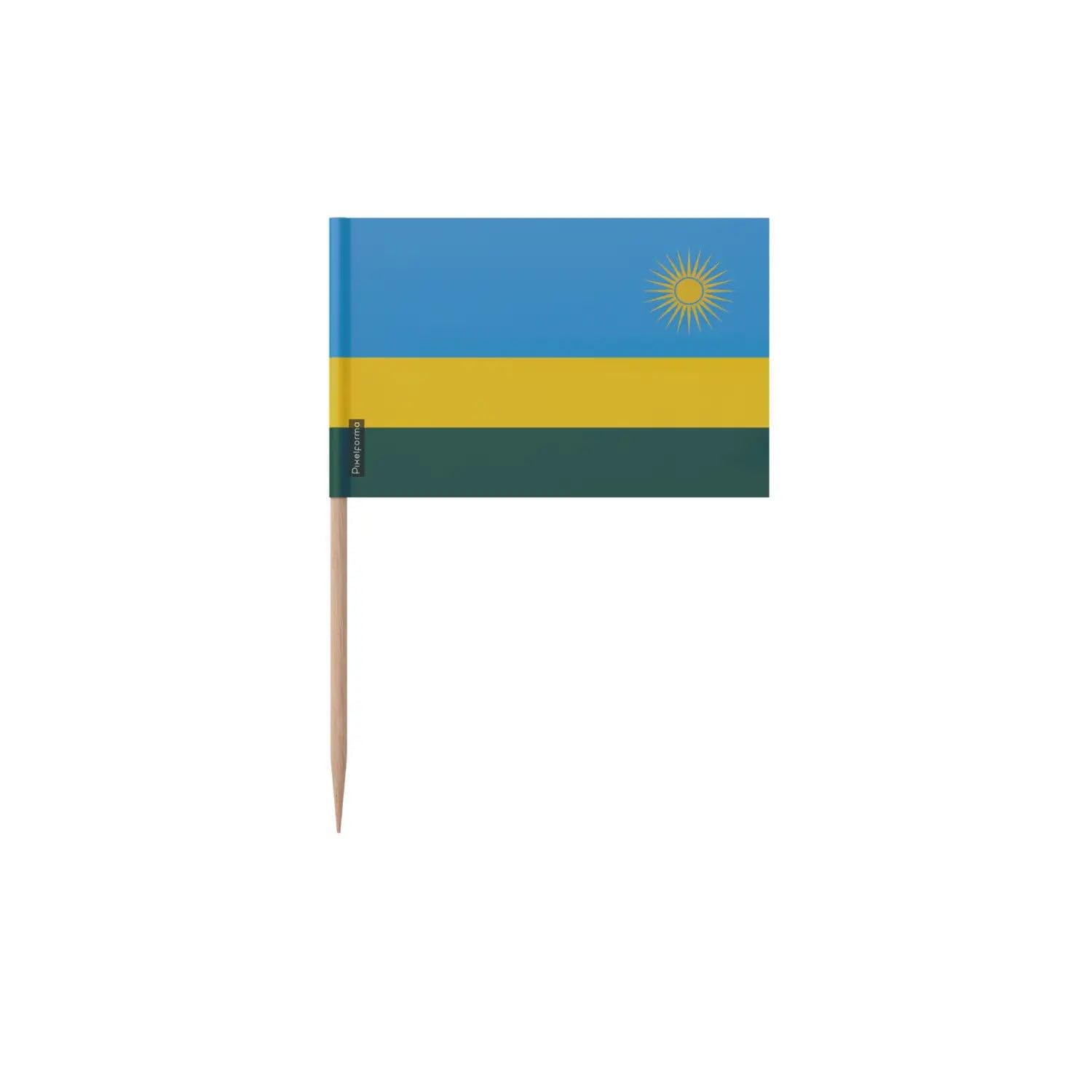Cure-Dents Drapeau Rwanda 12cm | Lot de 100 Piques en Bambou pour Cocktail