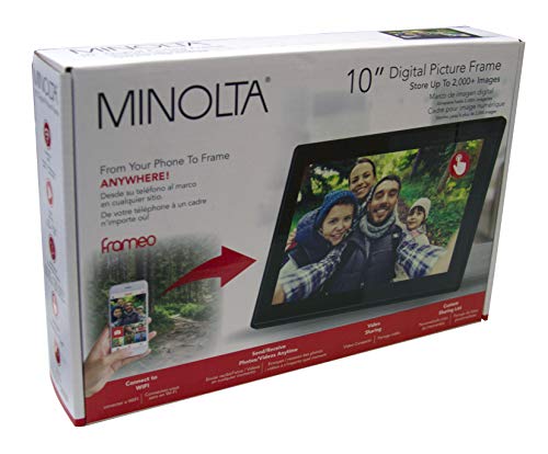 Porta-Retratos Digital inteligente Minolta Smart Wi-fi LCD 10” Touch Screen 8GB, MN632, Preto