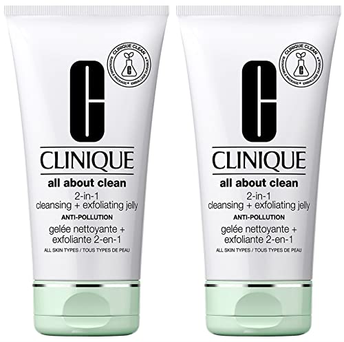 Clinique All About Clean 2-In-1 Cleansing + Exfoliating Jelly 5.0 Oz/150 Ml Duo (Total 10.0 Oz/300 Ml) #TOP20