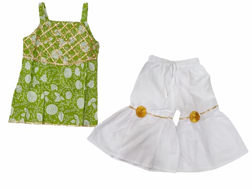 Indian Salwar Suit/cotton sharara kurta set/toddler indian baby girls set, traditional dress set, baby indian wear, yellow sharara set (9-12 months)