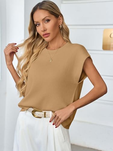 Image of GREAIDEA Womens Sleeveless Sweater Vest Crewneck Cap Sleeve Knit Tops Trendy 2026 Summer Spring Business Casual Shirts