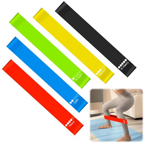 Lot de 5 Bandes Élastiques Fitness Résistance pour Homme Femme 5 Niveaux de Tension Bandes d'exercice Extensibles en Caoutchouc pour chaises de Salle de Classe pour Sport Rééducation Yoga Pilates