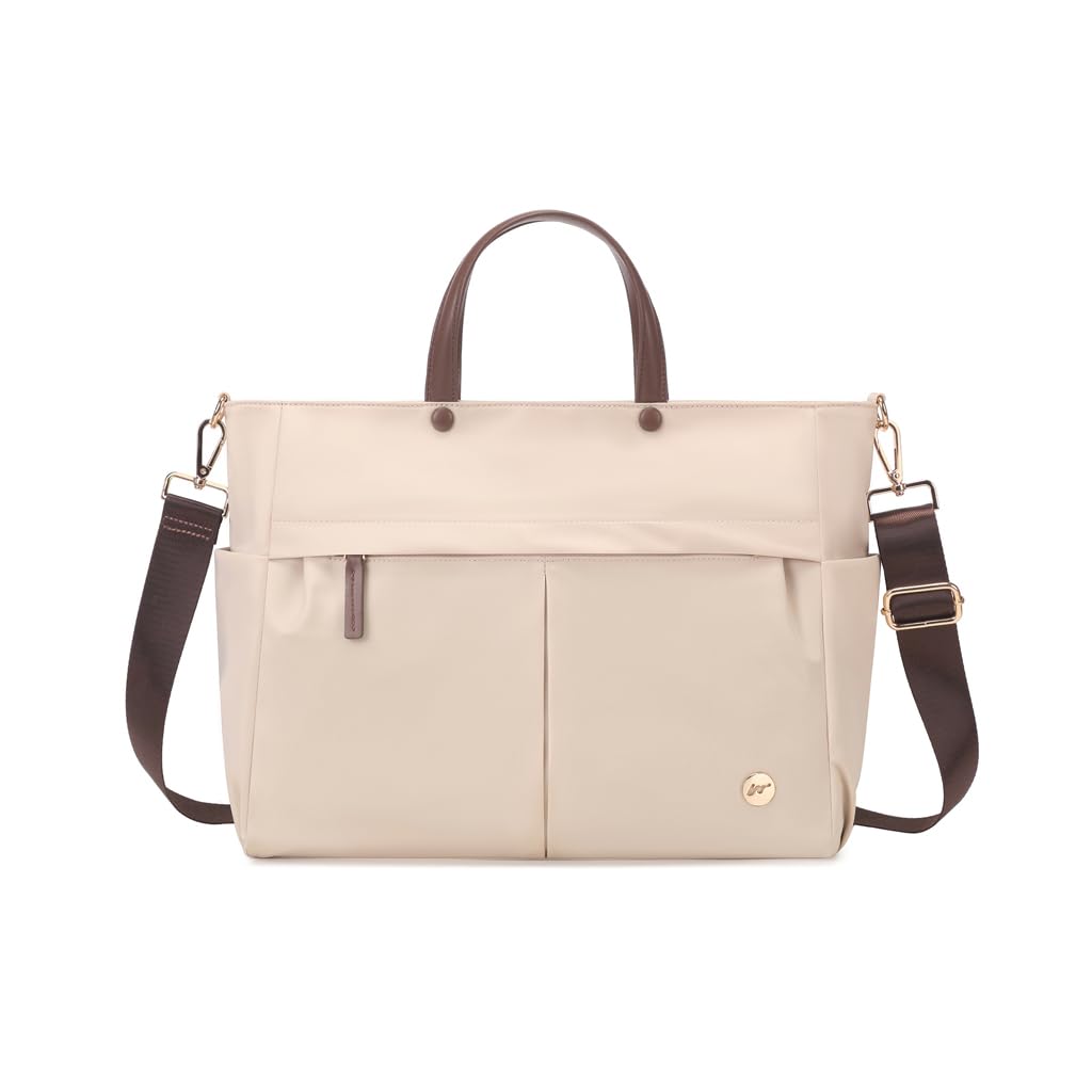 Laptop Bag for Women Large Tote Bag for 15.6 inch Computer Waterproof Business Office Work Bag (BEIGE)