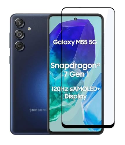 Image of 100FIT Tempered Glass For Samsung Galaxy M55, M55s 5G With Full Glue Edge To Edge Coverage And Easy Installation Kit