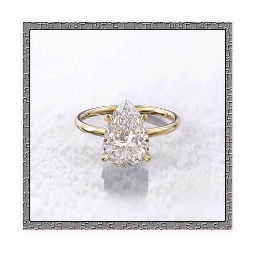 1CT/2CT/3CT Engagement Rings 925 Sterling Silver Pear Cut Cubic Zirconia/Moissanite Wedding Promise Rings for Her Stunning Teardrop Wedding Bands for Women Size 5-9